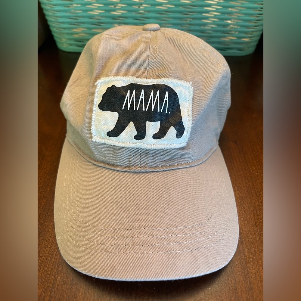 NWOT Rae Dunn Mama and Mini Hat Set Mama Bear Khaki Tan Adult & Youth Ball Caps - Picture 2 of 9
